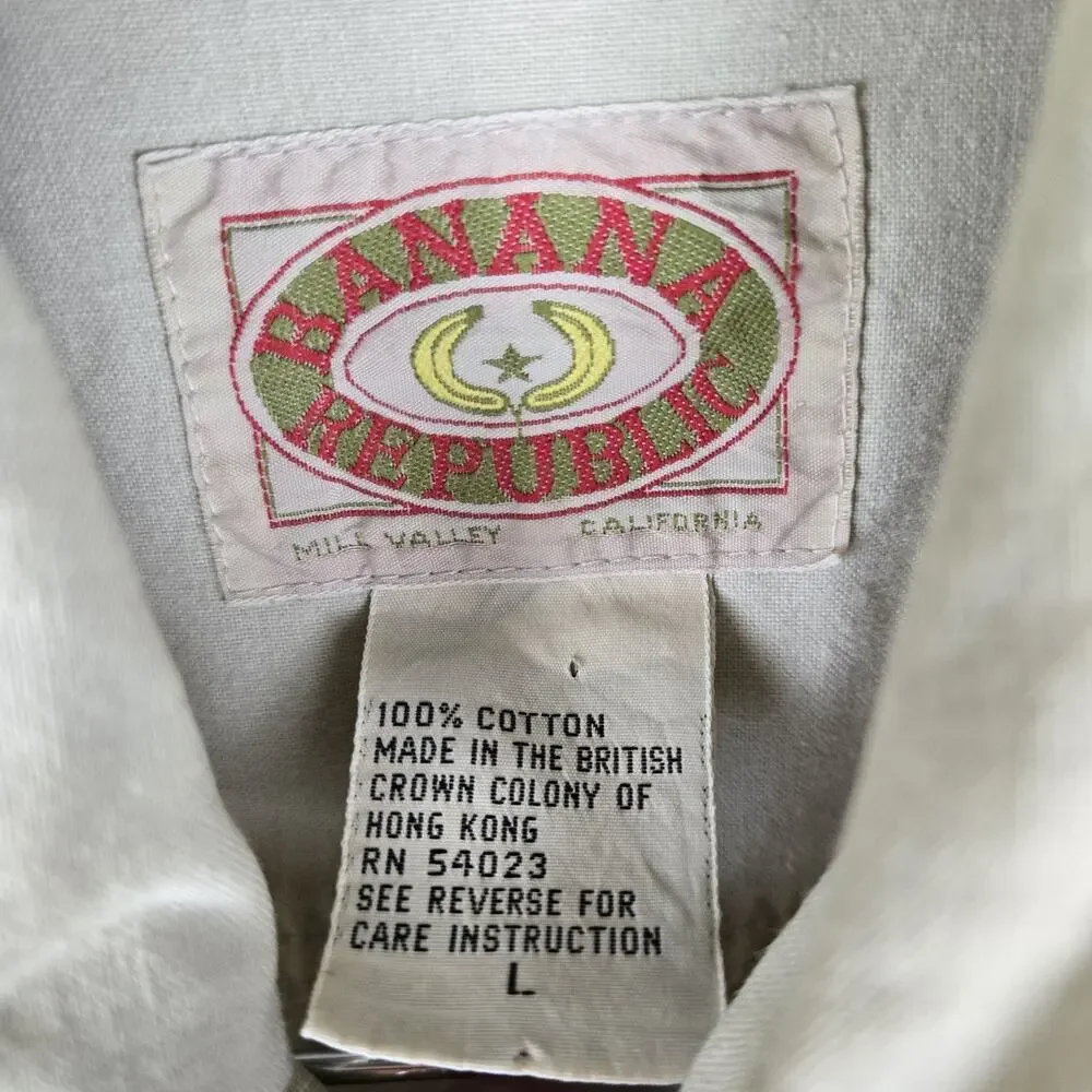 VTG Banana Republic Safari‎ Utility Jacket Khaki Beige Cotton Men's Large. Flaws